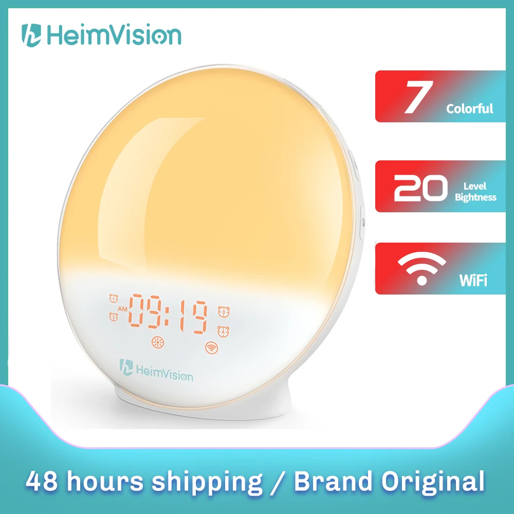 HeimVision AH80SQ Alarm Clock Wake Up Light Smart Digital Snooze Nature Night Lamp Sunrise Colorful Light Nature Sounds FM Radio