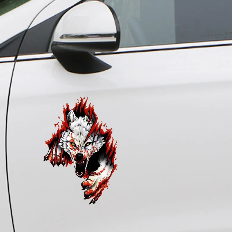 Car Personality 3D Realistic Wolf Head Hood Car Body Car Door Body Decorative Stickers Car Stickers Anime Car Accessories