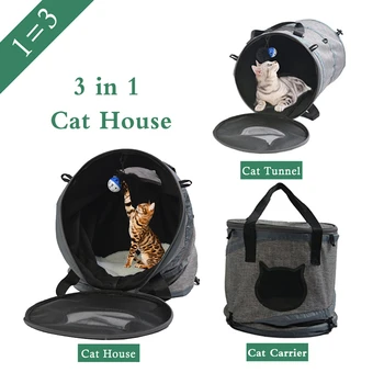 

3 In 1 Protable Pet Carrier Folding Channel Cat Tunnel Bed Small Dog Puppy Kennel Sleeping Bag Warm Nest For Outdoor Travel