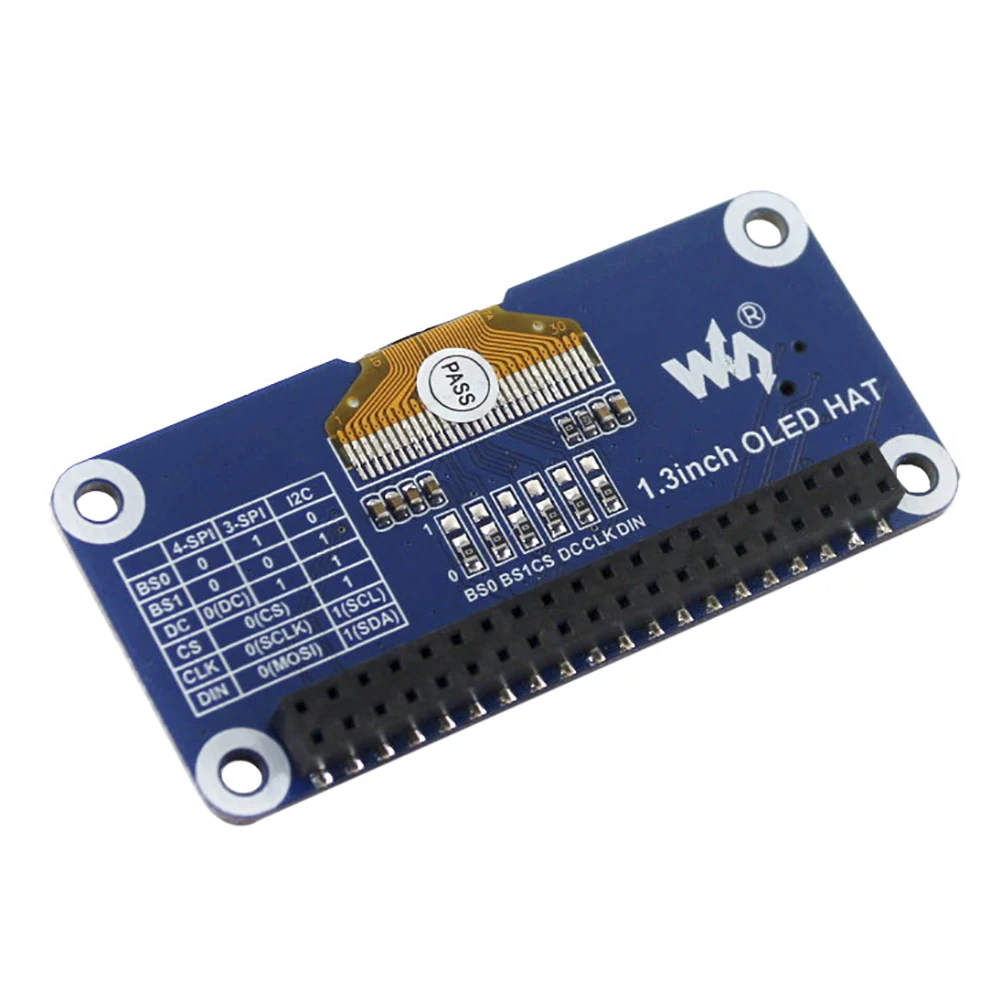 Расширительная плата Waveshare для Raspberry Pi 2B/3B/Zero W 128x64 пикселей интерфейс SPI I2C SH1106 1 3