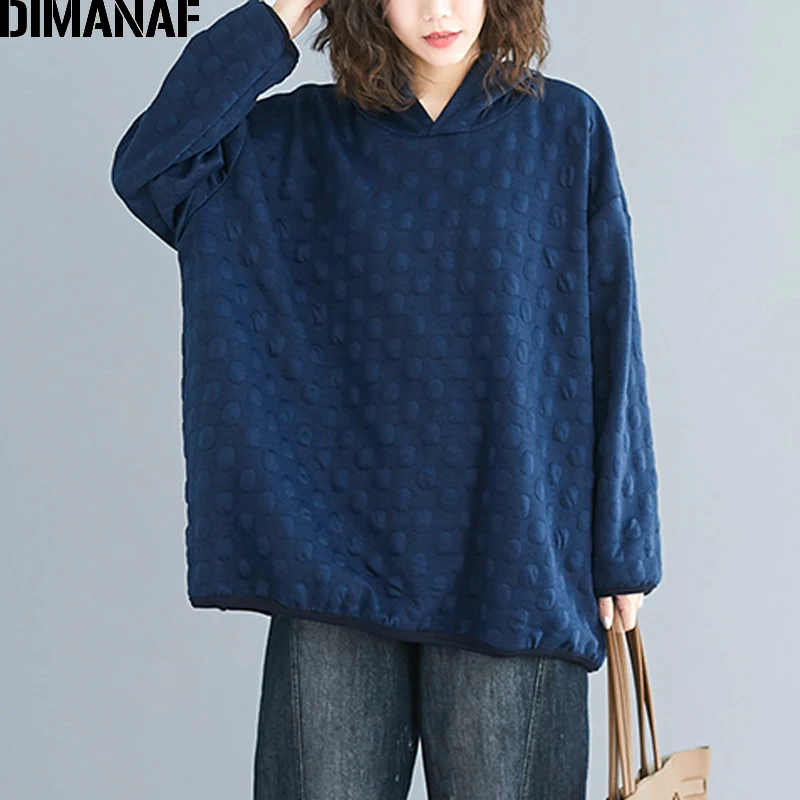  DIMANAF Plus Size Women Hoodies Sweatshirts Autumn Winter Female Pullover Tops Cotton Thick Loose P