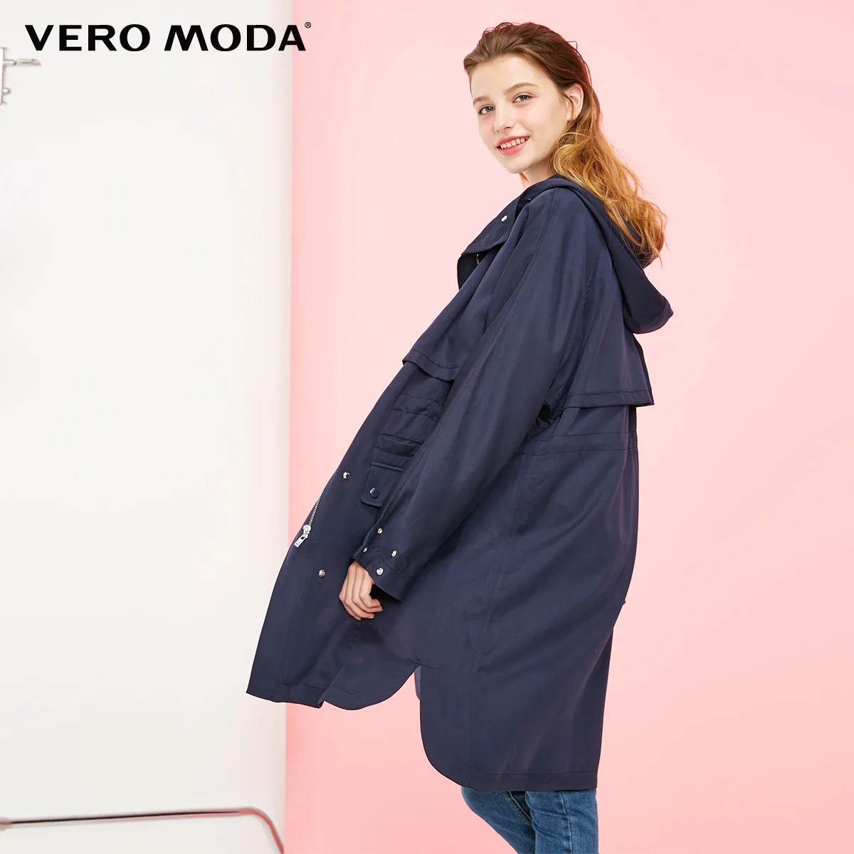 Vero Moda женское свободное повседневное пальто с капюшоном | 319121510 - Цвет: E39 Navy