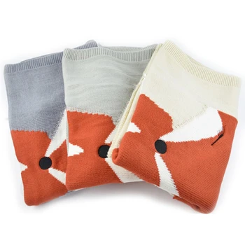 

Fox Quilt Baby Knitting Air Condition Blanket Kids Boys Girls Swaddling Sleeping Playing Crawling Mat
