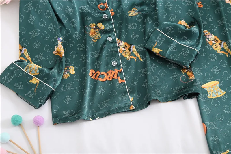 Fiklyc нижнее белье из двух частей женские весенние атласные пижамы из искусственного шелка наборы повседневная одежда для сна Домашняя одежда с длинным рукавом Мода