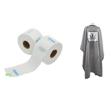 

5 x Disposable Stretchy Neck Paper Strips Barber Breakpoint Neck Protection Paper & 1x Apron Cutting Salon Haircut Cape