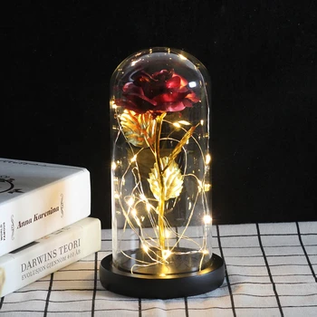 

Beauty And Beast Eternal Flower Rose In Flask Wedding Decoration Artificial Flowers In Glass Cover For Valentine's Day Gift