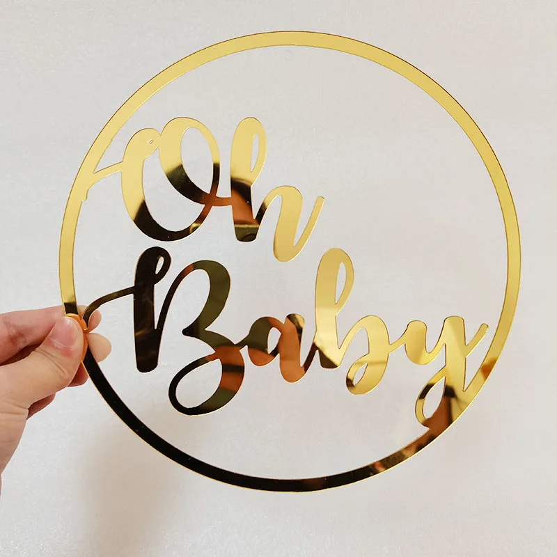 Wood Acrylic Oh Baby Sign Party Event Decorations for Baby Shower Decorations Backdrop Photo Prop Gender Reveal