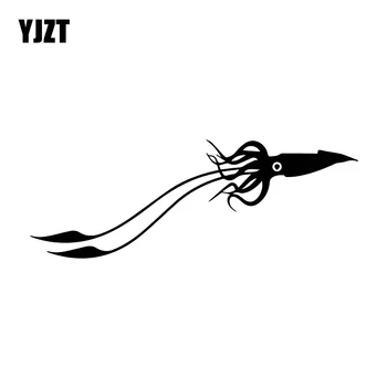 

YJZT 7CM*19.2CM Thin Squid Pattern Decal Decoration Car Body Interesting Car Stickers Black/Silver C30-0272