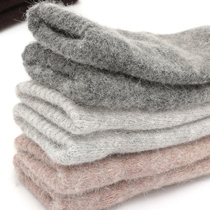 Зимние Утепленные двухслойные перчатки из кроличьего меха, вязаные теплые рукавицы в рубчик
