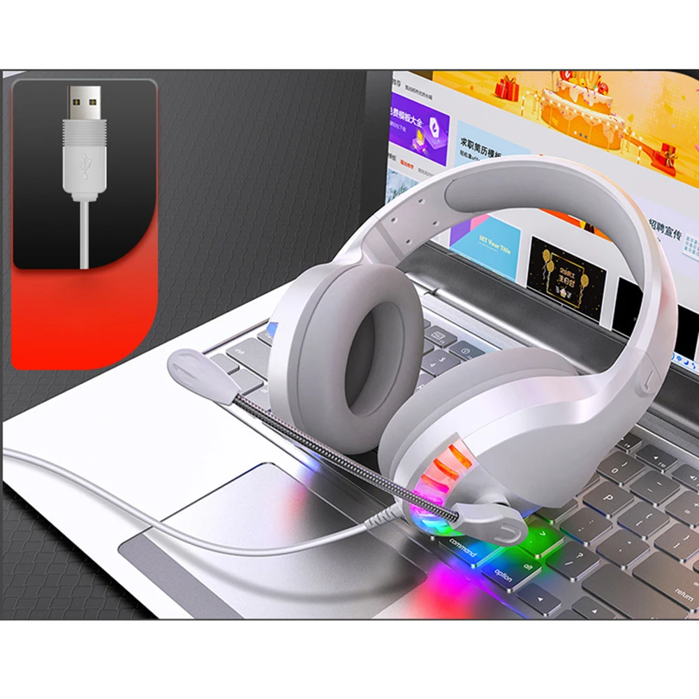 Wired Gaming Headset Headphone with Microphone for PC Desktop PS4 xbox 7 Colors Lights Bass Stereo Over ear Headsets