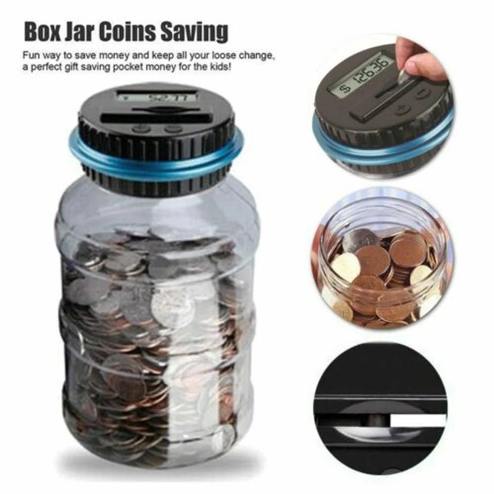 Digital Coin Counter Money Saving Box Jar Storage LCD Display for Children Kids Gift I88