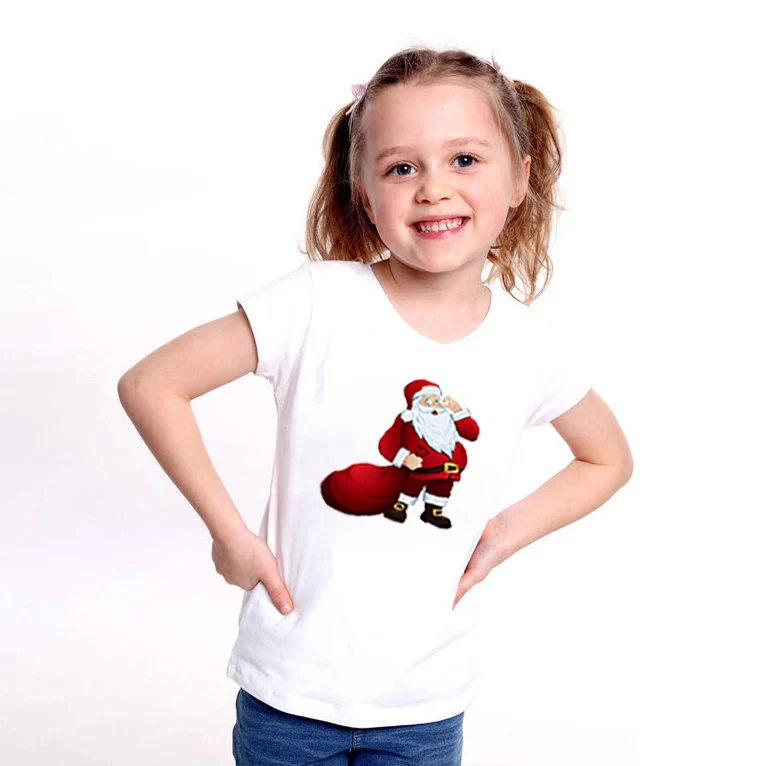Футболки с рождественским узором для девочек; Camiseta; Детские футболки в стиле Харадзюку повседневные подростковые футболки для малышей Модная одежда для улицы топы унисекс - Цвет: 917n-bj-11-12-8
