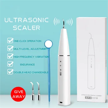 

Ultrasonic Tooth Cleaner USB Rechargeable Oral Dental Scaler Waterless Flosser Remove Calculus Limpiador Dental Ultrasonic 3Tips