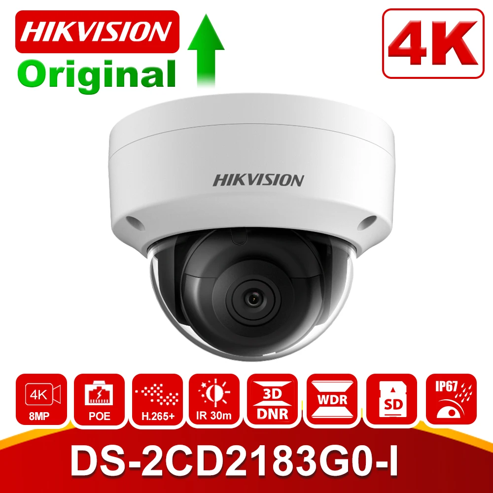 Hikvision 8MP POE IP камера наружная/внутренняя 4K Водонепроницаемая инфракрасная 30 М камера ночного видения для видеонаблюдения