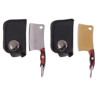 

5cm Mini Stainless Steel Butcher Knife Pendant Necklace Keychain With Cover Jewelry Cute Gift Gold Sliver Color