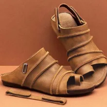 Adputent/женские летние кожаные винтажные сандалии с круглым носком; Повседневная прошитая женская обувь с пряжкой; женская обувь на платформе; Прямая поставка