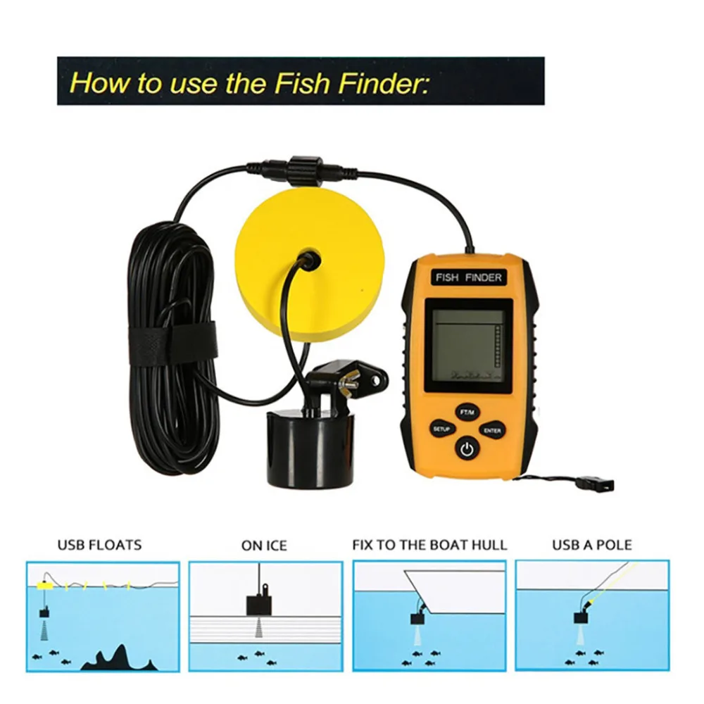Freshwate-r Fish Finde-r электрическая лодка глубина рыбалки беспроводной локатор трекер#5P27