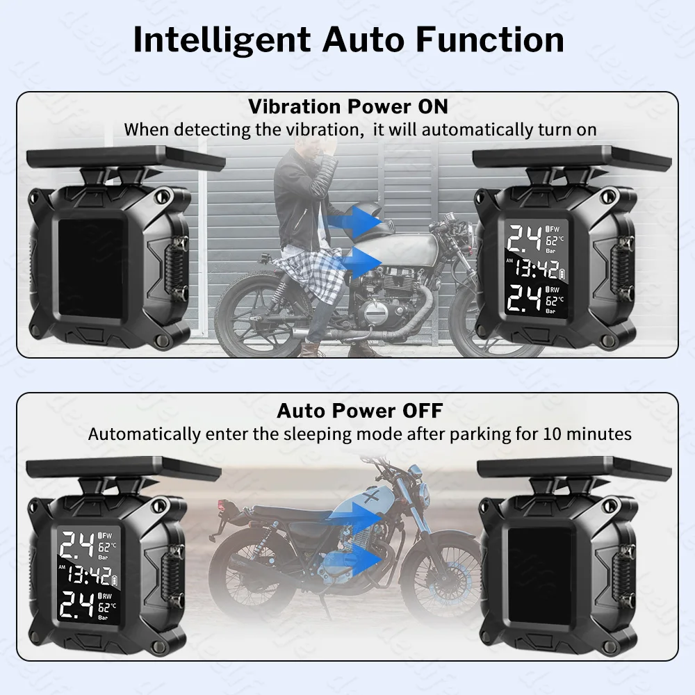 Deelife Motorcycle TPMS Moto Tire Pressure Monitoring System for Motorbike Motor Bike Scooter TMPS Tyre Sensor