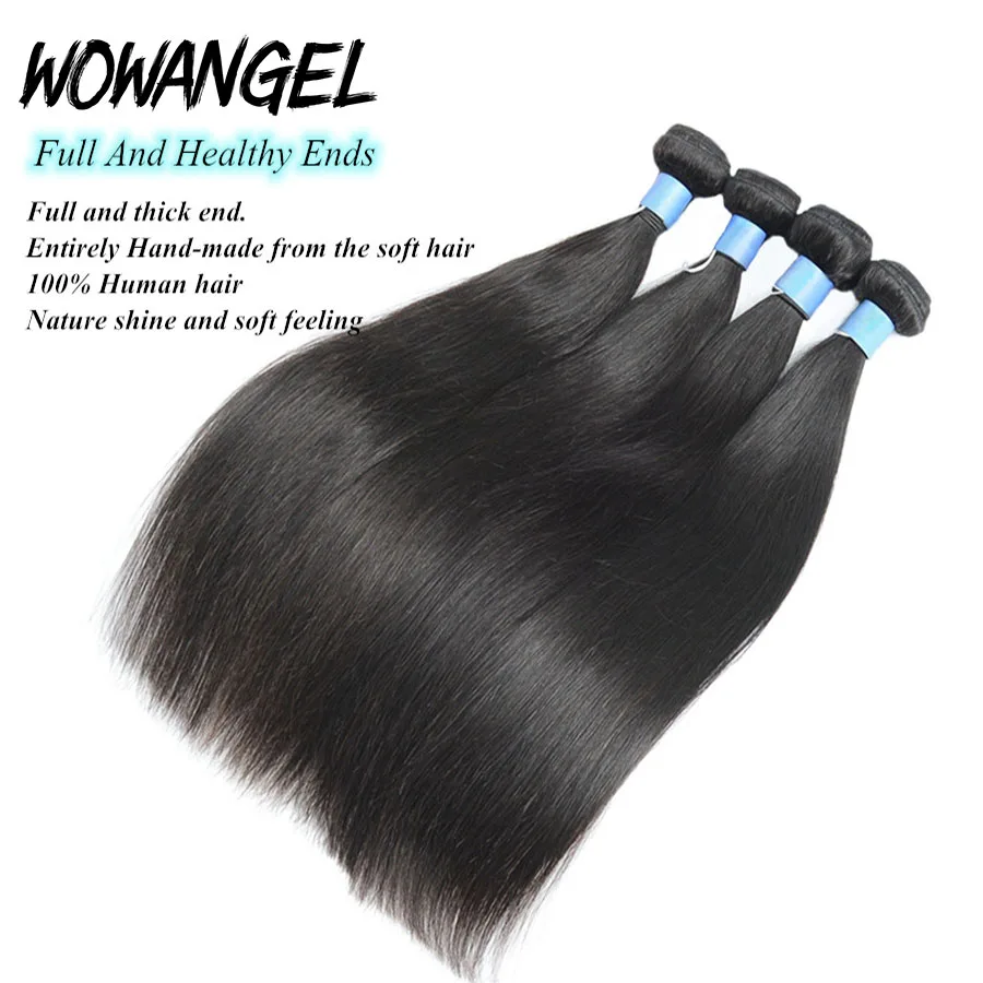Wow Angel Straight 28 30 Inch Remy Brazilian Human Hair Bundles 100% Silky Hair 3/4 pieces Human Hair Extensions Virgin Hair 2