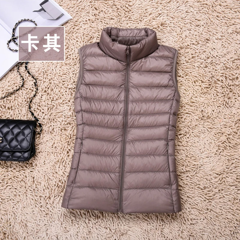 Autumn Puffer Waistcoat Slim Parkas Winter Women Down Jackets Vest Short Ultra Light Duck Down Coat - 2