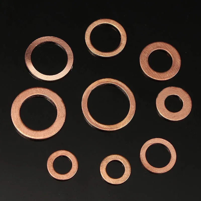 

200 Pcs/Box Copper Washer Flat O-Ring Sealing Washers Assortment Kit DIN889