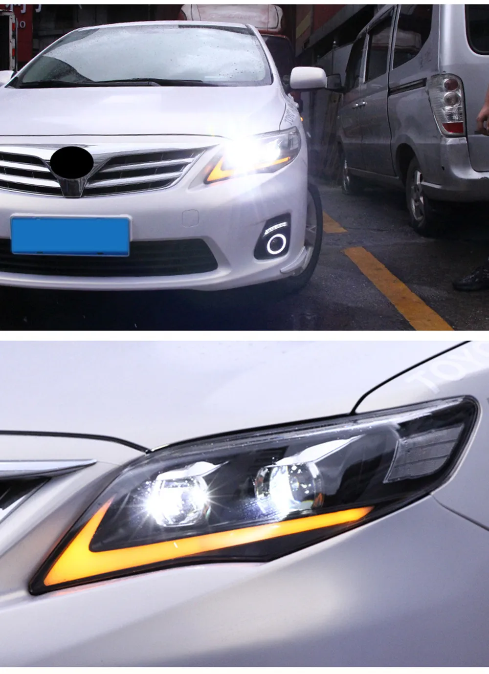 

LED Head Lamps For Toyota Corolla 11-13 Headlights LED DRL Bi Xenon Lens Angel Eye Auto Accessories 2pcs