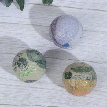 

2 Pcs Creative Golf Ball Pound Paper Currency Pattern Golf Ball Resin Rubber Golf Accessories Ornament Gift for Outdoor Practice