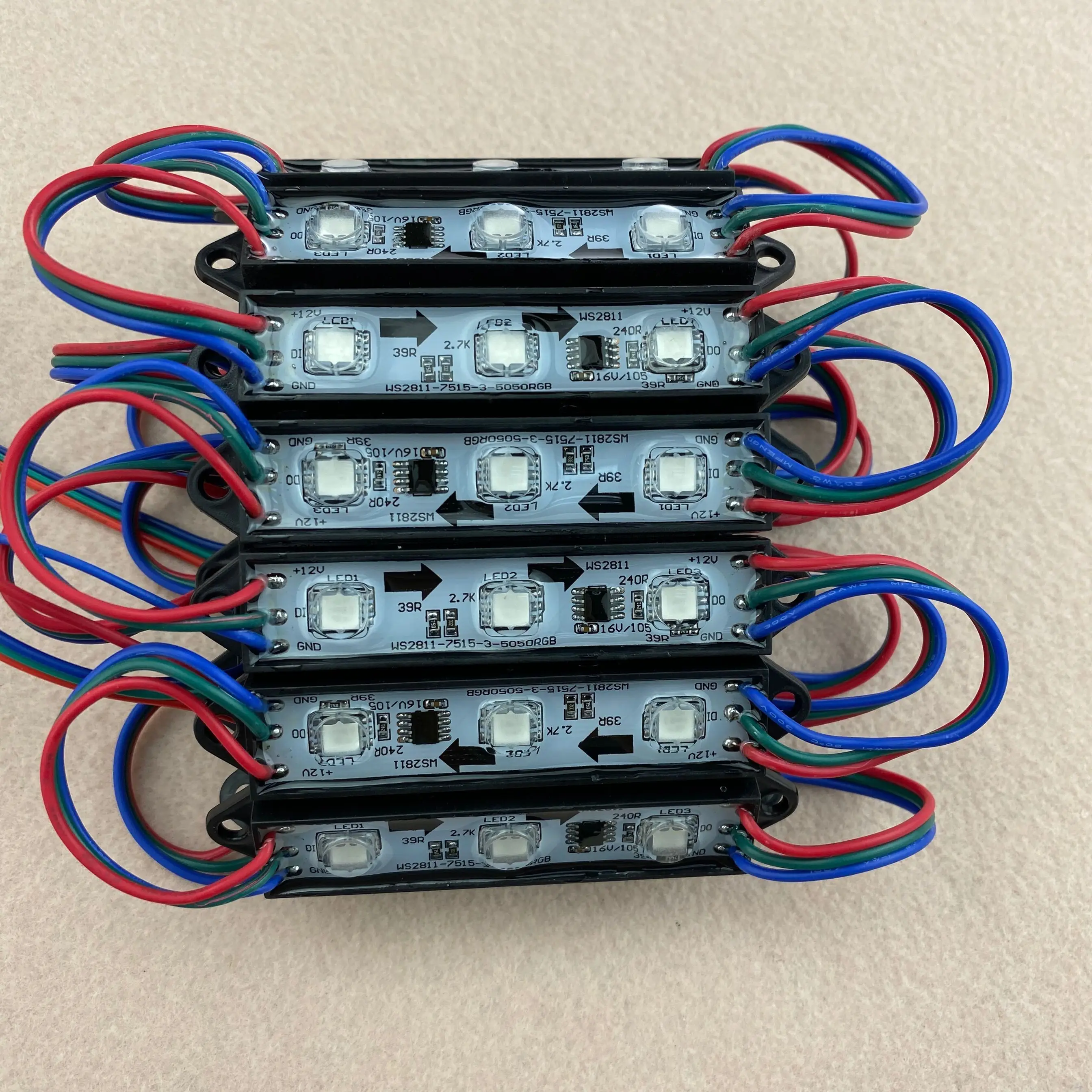 20 шт./шнур 12В WS2811 СВЕТОДИОДНЫЙ полноцветный пиксельный модуль IP68 0 72 Вт Черный