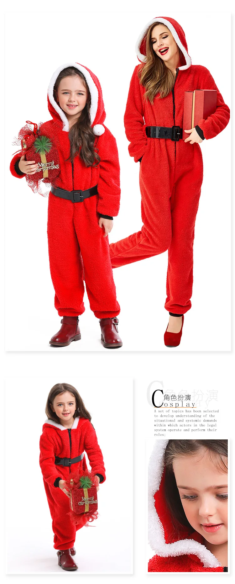 Vermelho meninas natal cosplay para crianças halloween