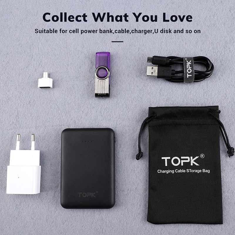 TOPK сумка для хранения power Bank чехол usb кабеля USB зарядное устройство телефона
