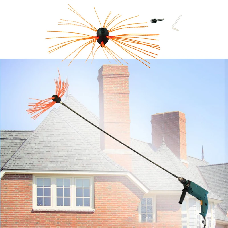 Nylon Chimney Brush Sweep DIY Cleaning Set Brush-Electrical Drill Drive Sweeping Wire Rod Tool Replace | Инструменты