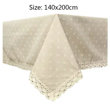 

Lace Tablecloth Flower Pattern Linen Cotton Table Cloth Dustproof Rectangular Hollow Table Cover Wedding Banquet Party Decor