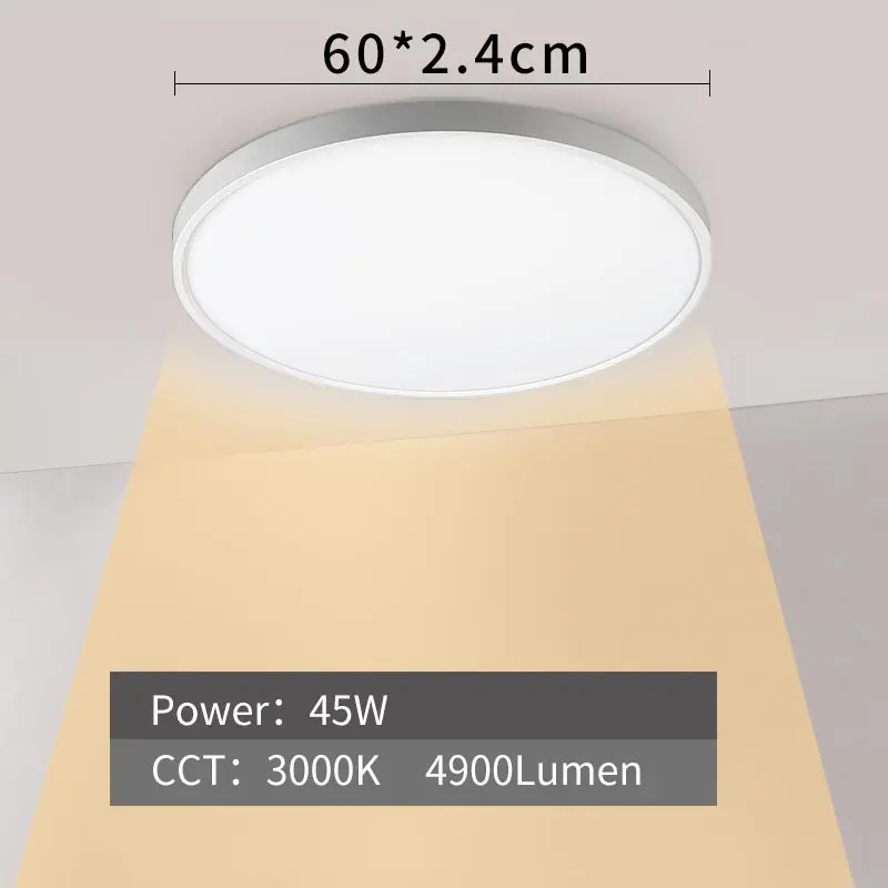 Современный светодиодный потолочный светильник D480mm D600mm Home Lighting 5000 K, лампа для кухни, спальни, ванной комнаты, ультратонкая потолочная лампа для монтажа на поверхности - Цвет корпуса: 45W-3000K