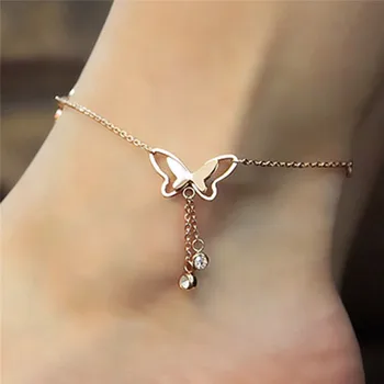 Butterfly Pendant Anklets Foot Chain Summer Yoga Beach Leg Bracelet Handmade Anklet Gold Silver Color Jewelry