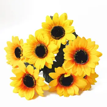 

1 Bouquet 7 Heads Artificial Sunflower Faux Silk Flowers Fake Plants For Office Home Wedding Hotel Cafe Christmas DIY Decoration