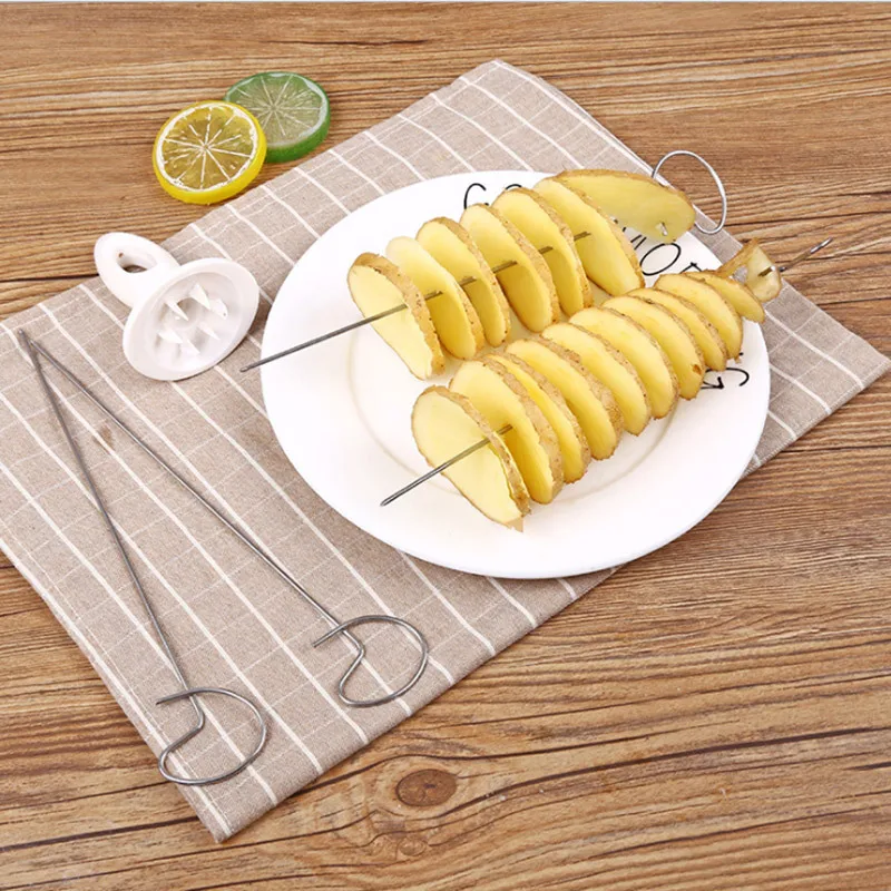 3 سلسلة تدوير تقطيع البطاطس الملتوية شريحة البطاطس القاطع دوامة DIY بها بنفسك دليل الإبداعية أدوات المطبخ الخضار دوامة سكين