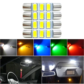 

4x Car Interior Lighting 28mm 29mm 6614 LED Replacement Bulbs For Car Vanity Mirror Lights Sun Visor Lamp For Toyota Mazda