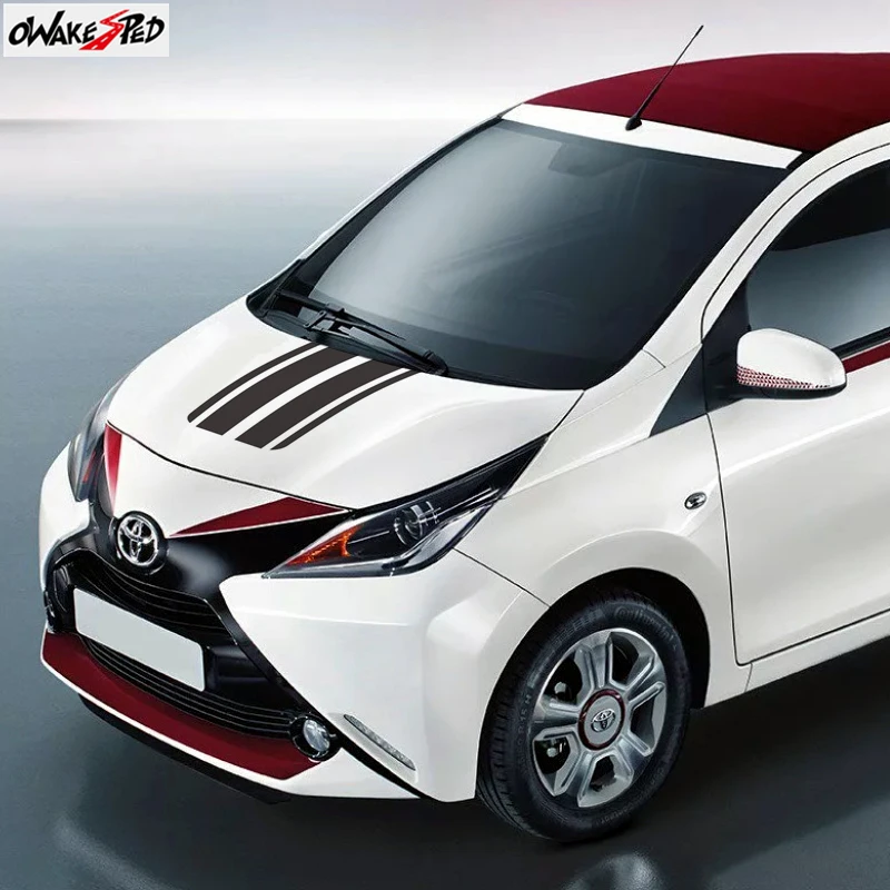 1set Car Styling Racing Sport Stripes Hood Sticker For-Toyota AYGO  Accessories Auto Bonnet Engine Cover Decor Vinyl Decals - AliExpress