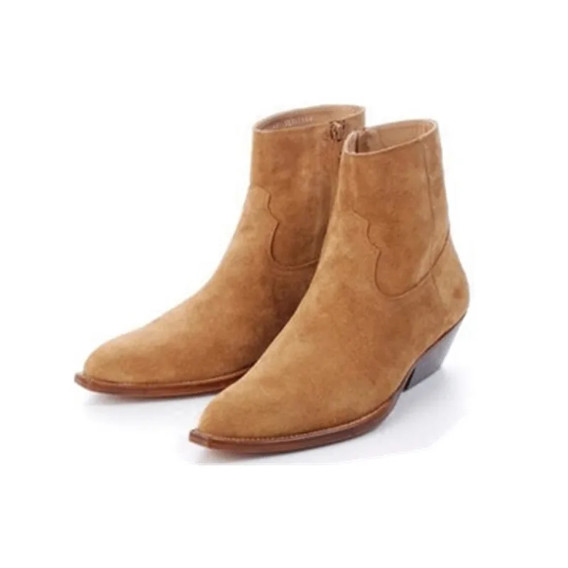Primavera Autunno Nuovi Stivaletti Da Uomo Passerella Moda Stivaletti In Vera Pelle Designer Stile Fatto A Mano Stivali Chelsea Da Uomo Marroni