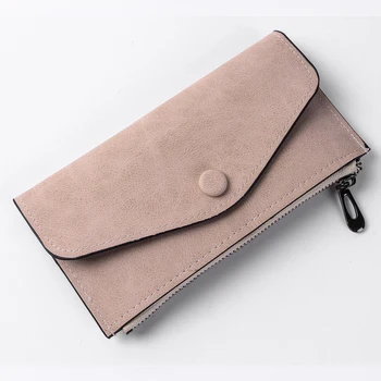 

2019 Contracted Leather Wallet For Women Ultra Thin Nubuck Leather Purse Small Female Zipper Coin Purse Compact Money Bag