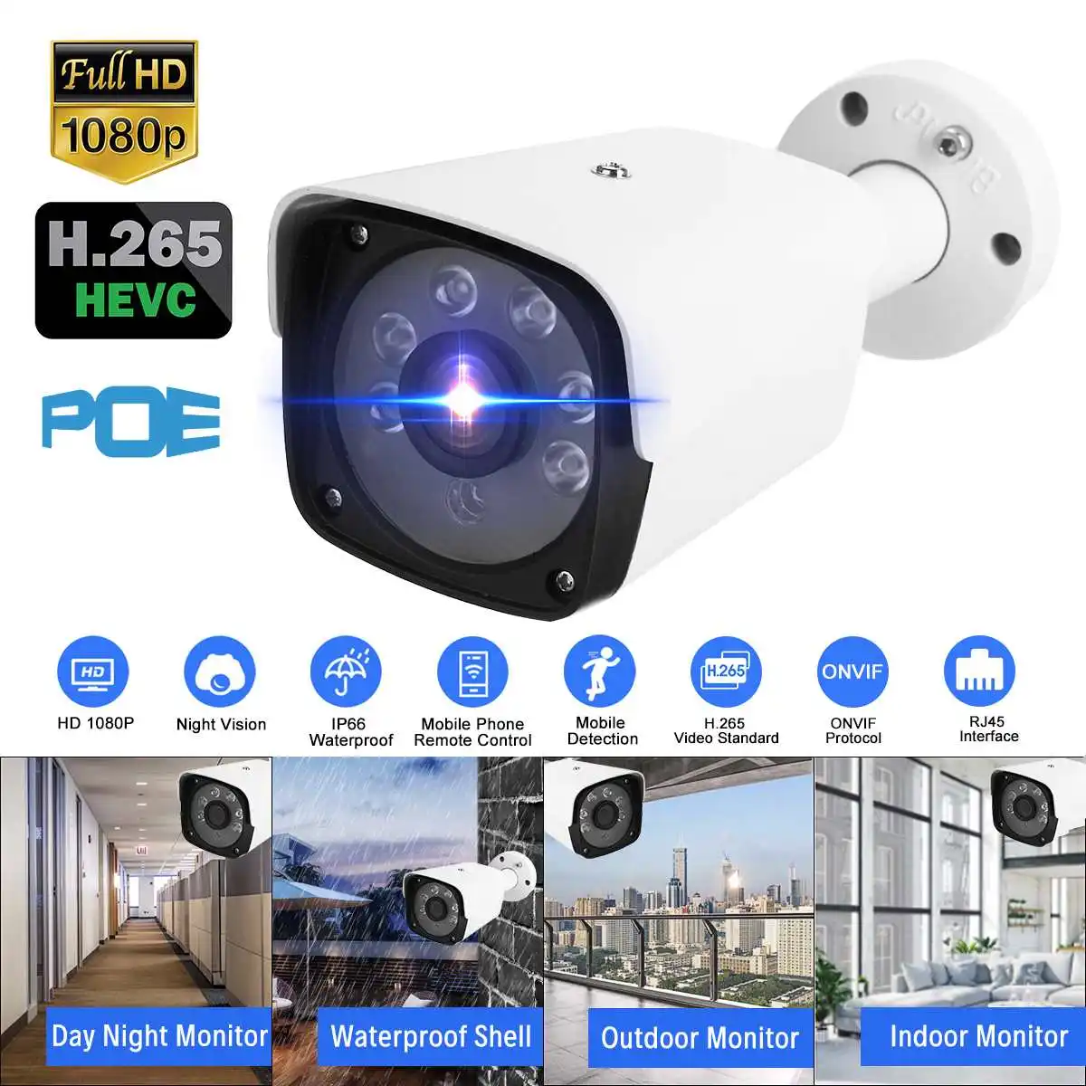 

1080P Surveillance Security IP Camera POE HD IP Camera Outdoor Waterproof Infrared Night Vision Onvif CCTV Video Ip Camera