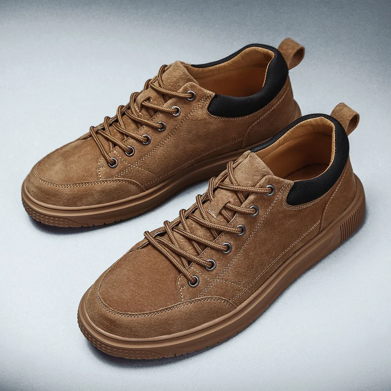 

Outsole Leather Flats Men Soft Lightweight Sneaker Men's tide shoes Popular Style Men Casual Shoes Lace Up Comfortable Shoes *