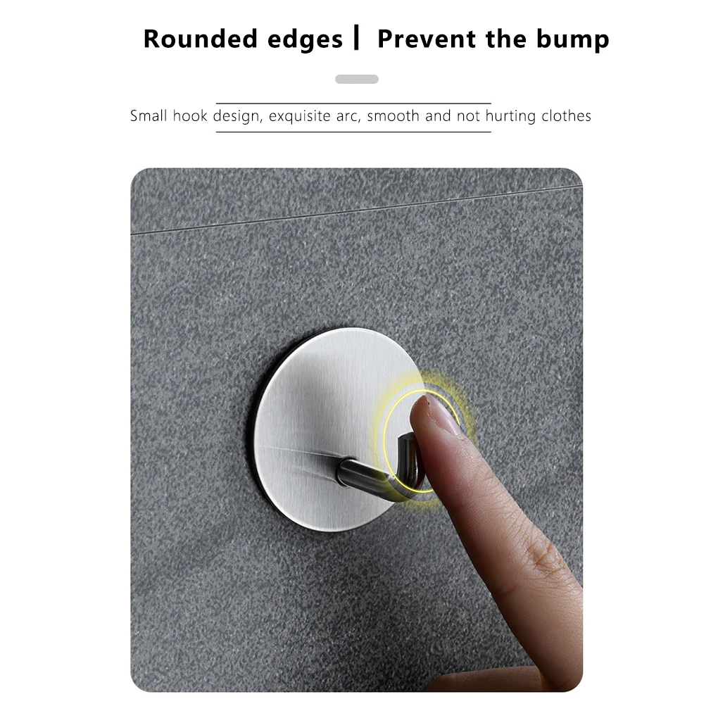 Wall Holder 304 Stainless Steel Wall Hook Self-adhesive Towel Key Umbrella Hanger for Kitchen Bathroom