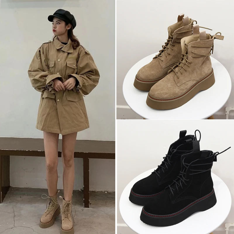 Najtaniej Botki damskie Chunky Heel buty na platformie damskie buty damskie zimowe buty w stylu Street kobieta Martin buty botas mujer 2019