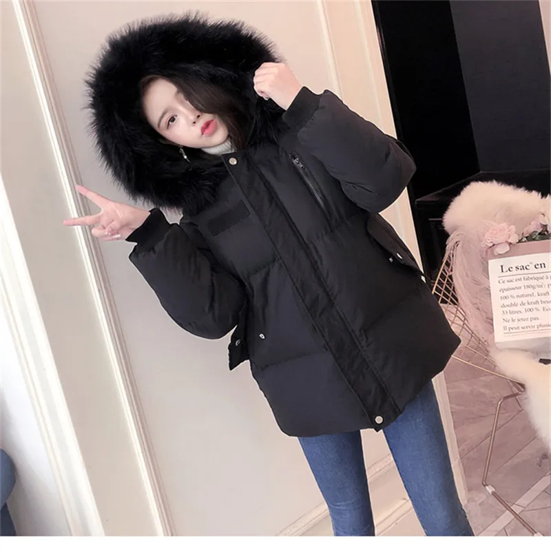 Женский пуховик, корейская мода, зимняя Свободная верхняя одежда, повседневная куртка средней длины, теплая верхняя одежда, Женская парка, Женское пальто