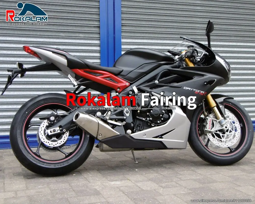 

Комплект Cowl для Triumph Daytona 675 2013 2014 2015 2016 Daytona-675 13-16 14 15 серебристый черный корпус для мотоцикла ABS