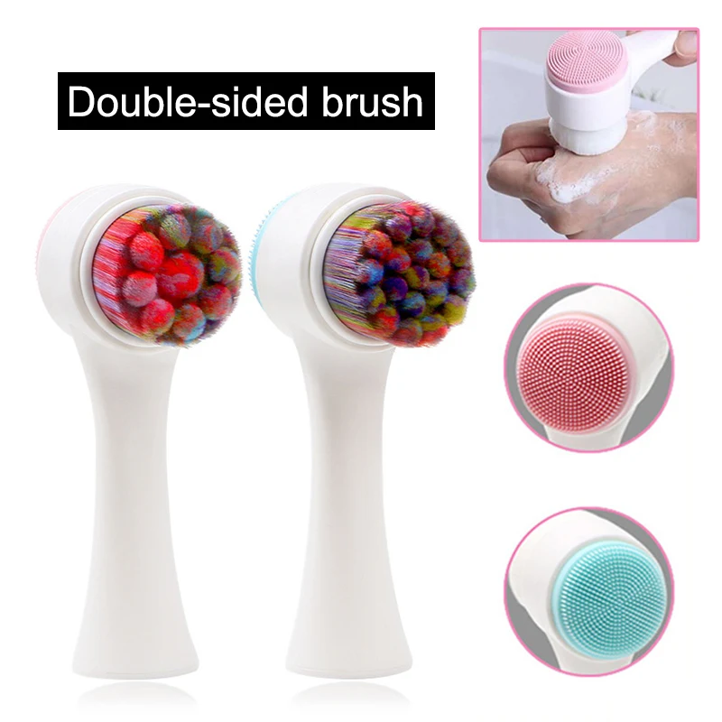 

3D Face Wash Brush Facial Deep Cleansing Cleaning Double Sided Silicone Soft Skin Care Tool EK-New