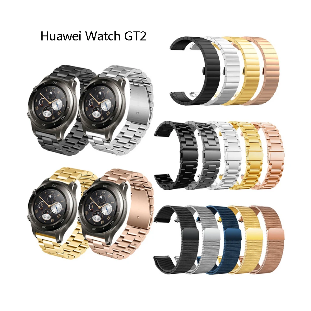 22 мм ремешок из нержавеющей стали для часов huawei GT2, ремешок на запястье из бамбука, ремешок из нержавеющей стали для часов huawei GT2, браслет ремешки для часов huawei gt2
