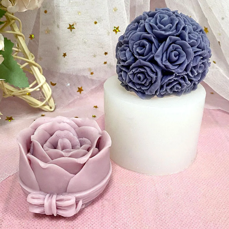 Valentines Day Candle Molds New 3D Rose Large Flower Handmade DIY Cake Silicone PouringForms Mould for Candle Making Set