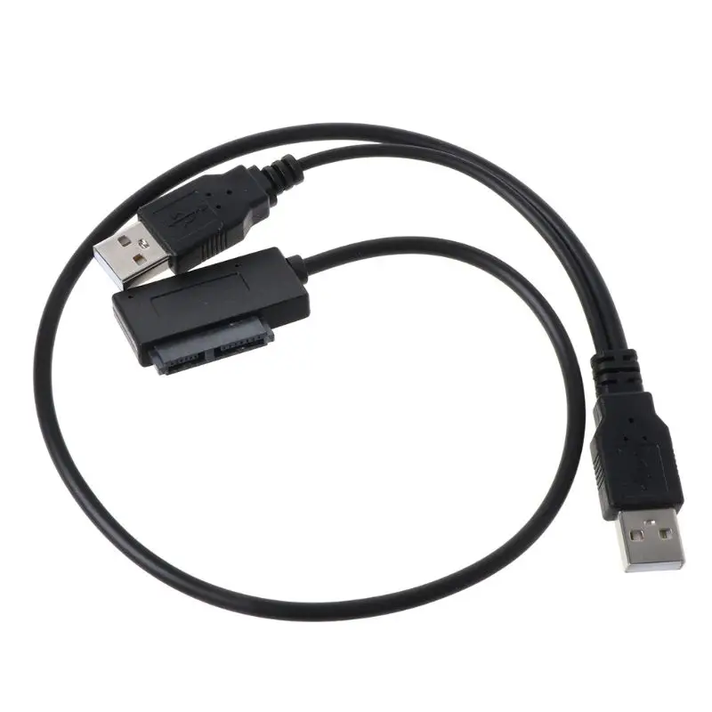 

New Dual USB 2.0 to 7+6 Pin Slimline Slim SATA Cable Adapter for Notebook Laptop ODD